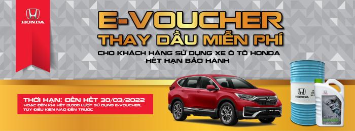 Tặng E-voucher thay dầu miễn phí cho khách hàng sử dụng xe ô tô Honda hết hạn bảo hành